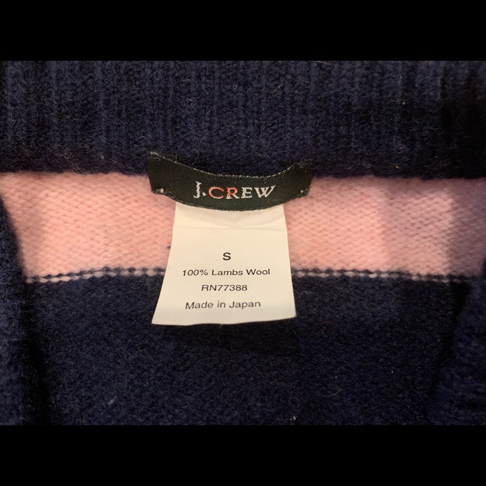 J.Crew Small pink and blue striped wool sweater. - Picture 2 of 4